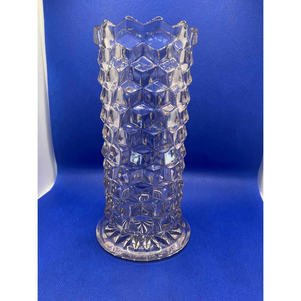 Fostoria American glass vase - 8in- clear with brownish/pink hue